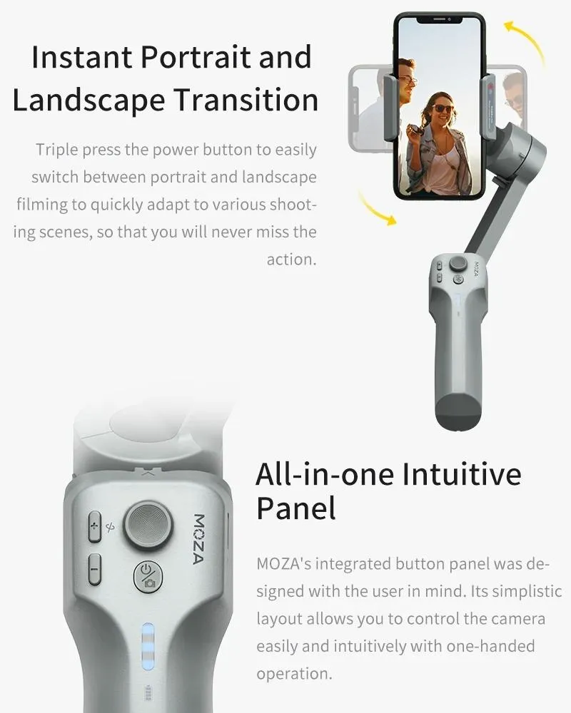 Foldable 3-axis Gimbal for Action Camera and Smartphone - Grey