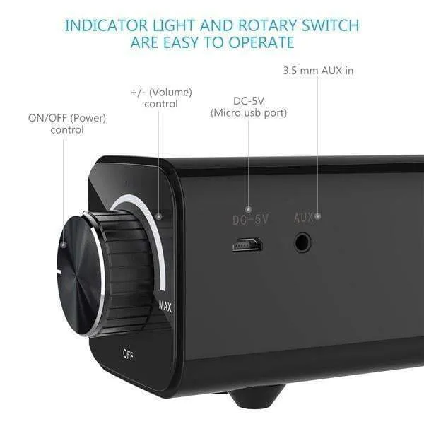 FOXNOVO 20W Smart TV Sound Bar Bluetooth Speaker Subwoofer for Home Theatre PC Wireless