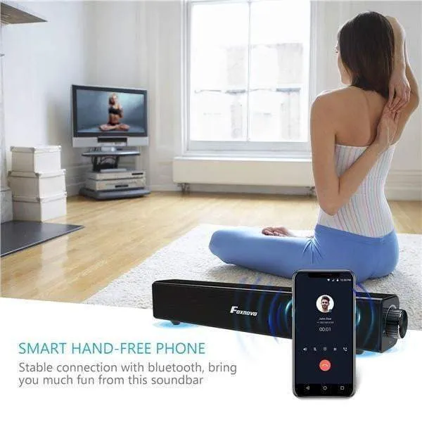 FOXNOVO 20W Smart TV Sound Bar Bluetooth Speaker Subwoofer for Home Theatre PC Wireless