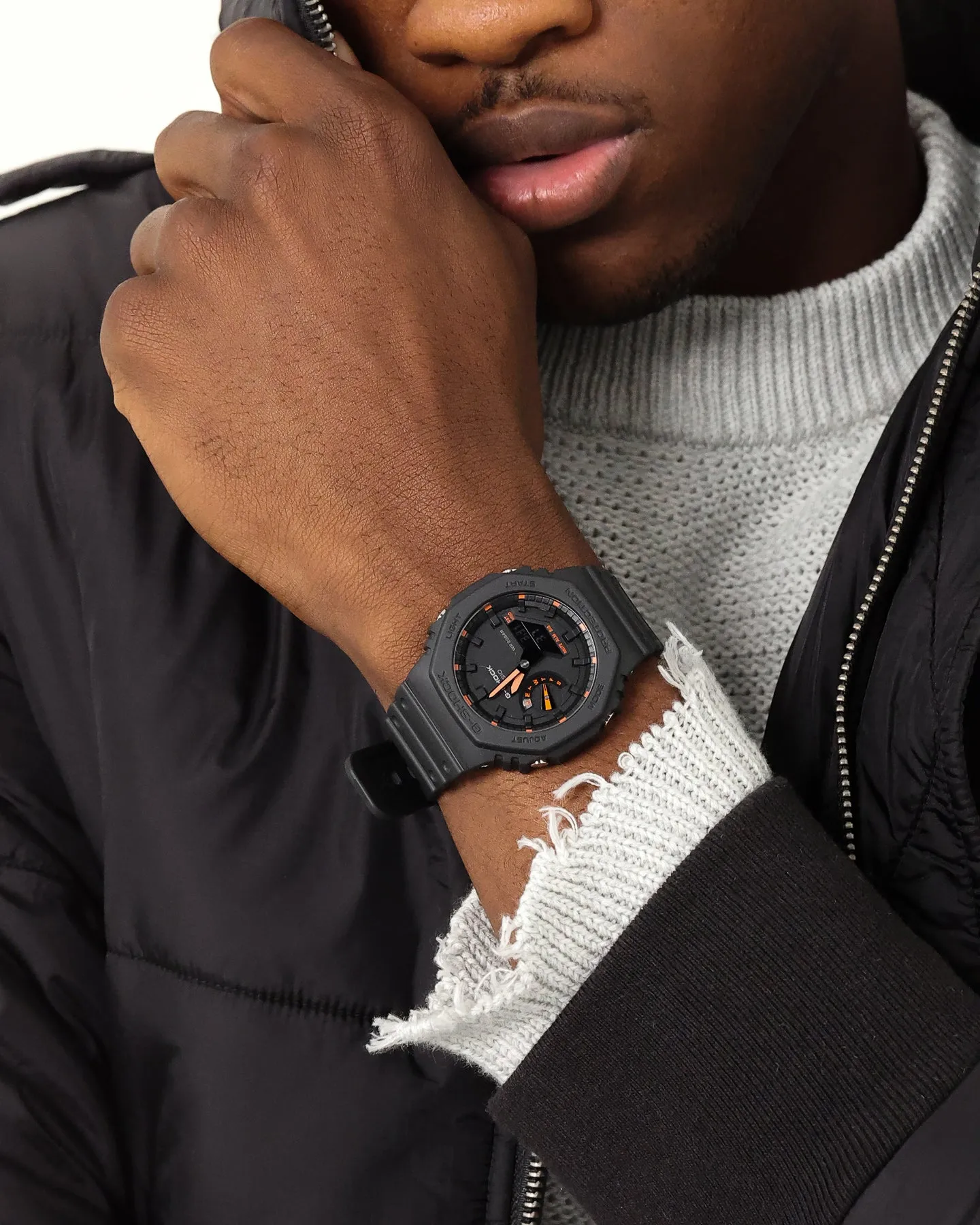 G Shock GA2100-1A4 Black/Neon Orange