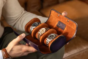 Galata Watch Roll - Parchment Patina Purple For 3 Watches