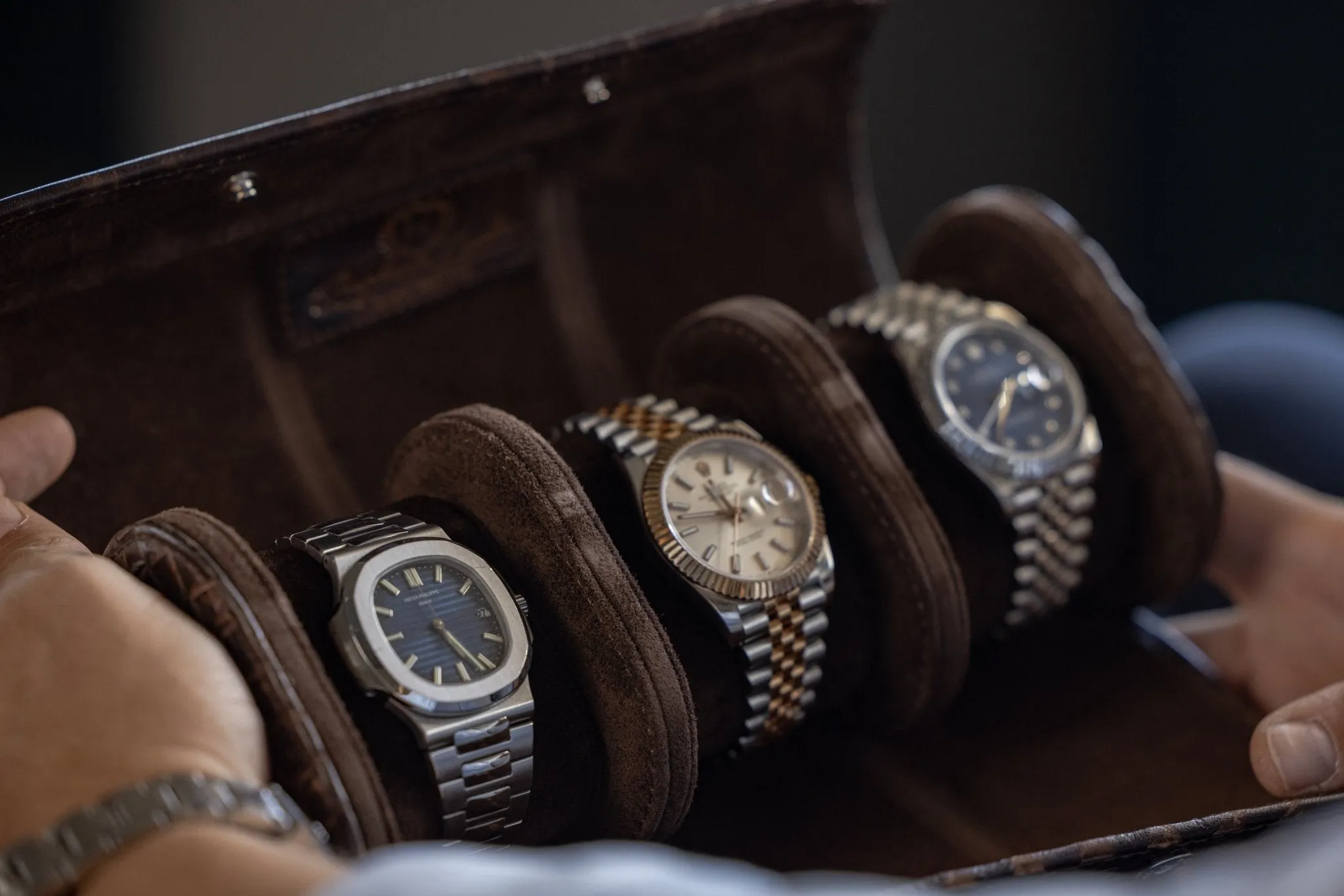 Galata Watch Roll - Woven Brown For 3 Watches