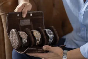 Galata Watch Roll - Woven Brown For 3 Watches