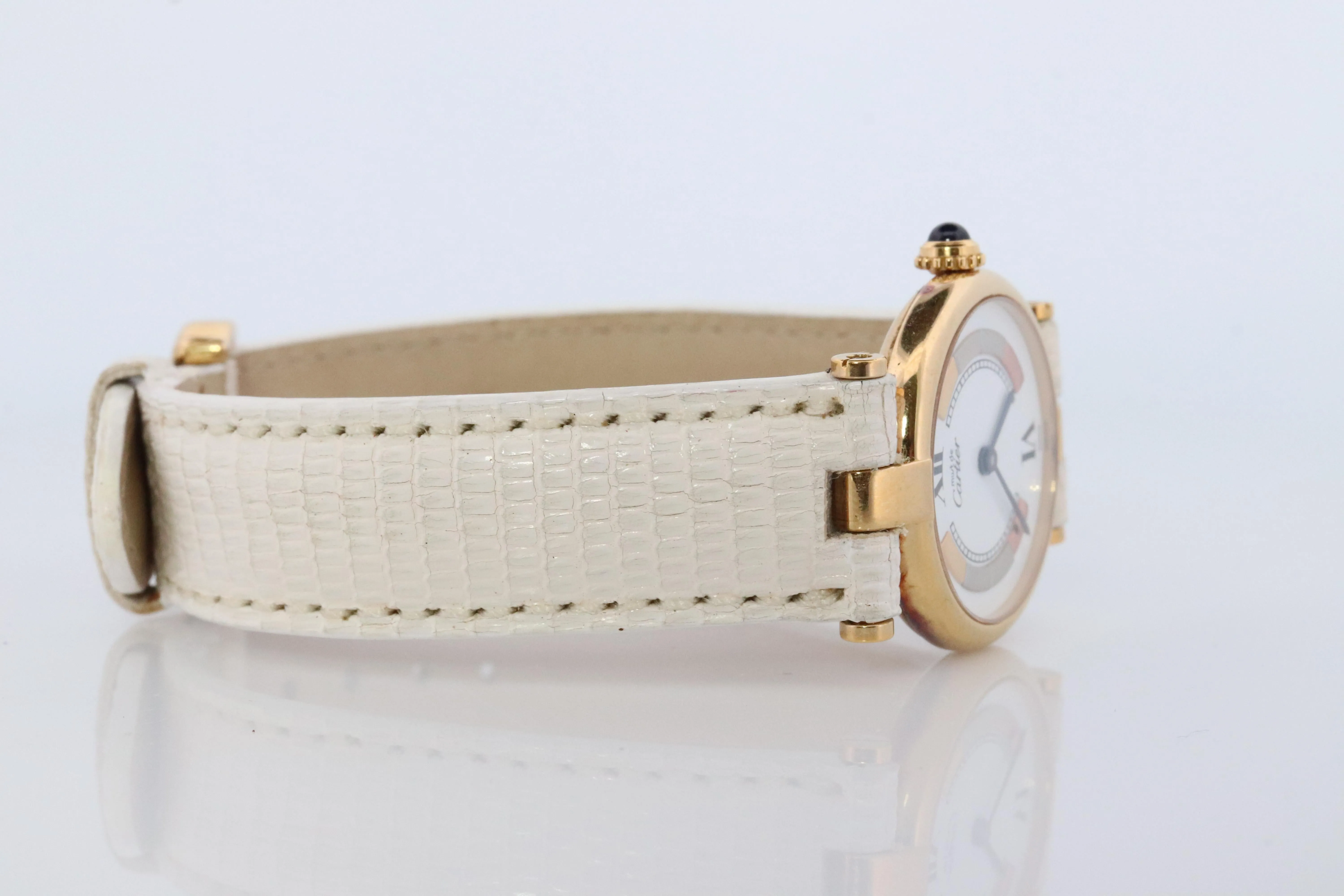Genuine Cartier Watch. Must de Cartier Vendome Round Argent Vermeil Tricolor