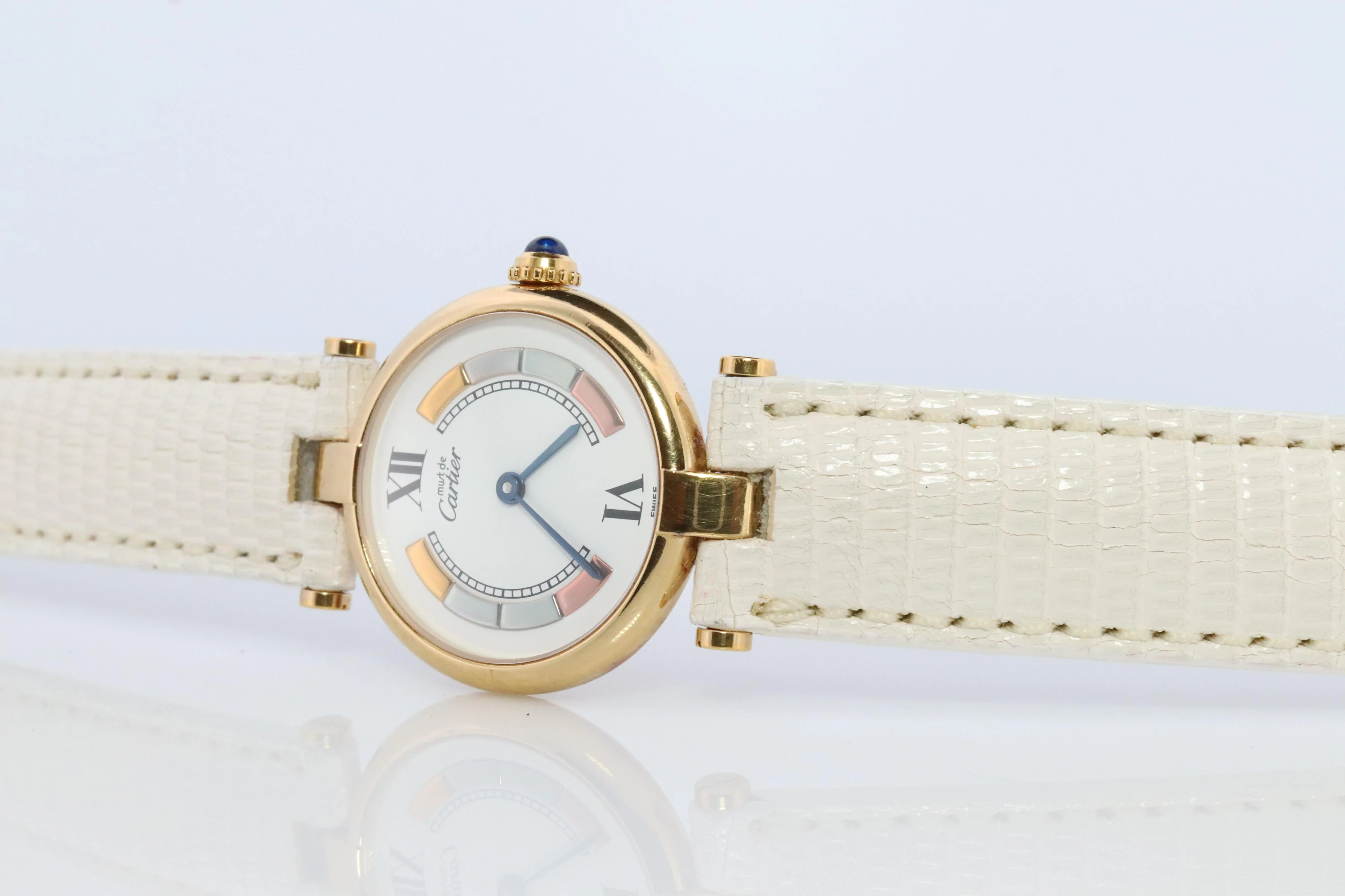Genuine Cartier Watch. Must de Cartier Vendome Round Argent Vermeil Tricolor