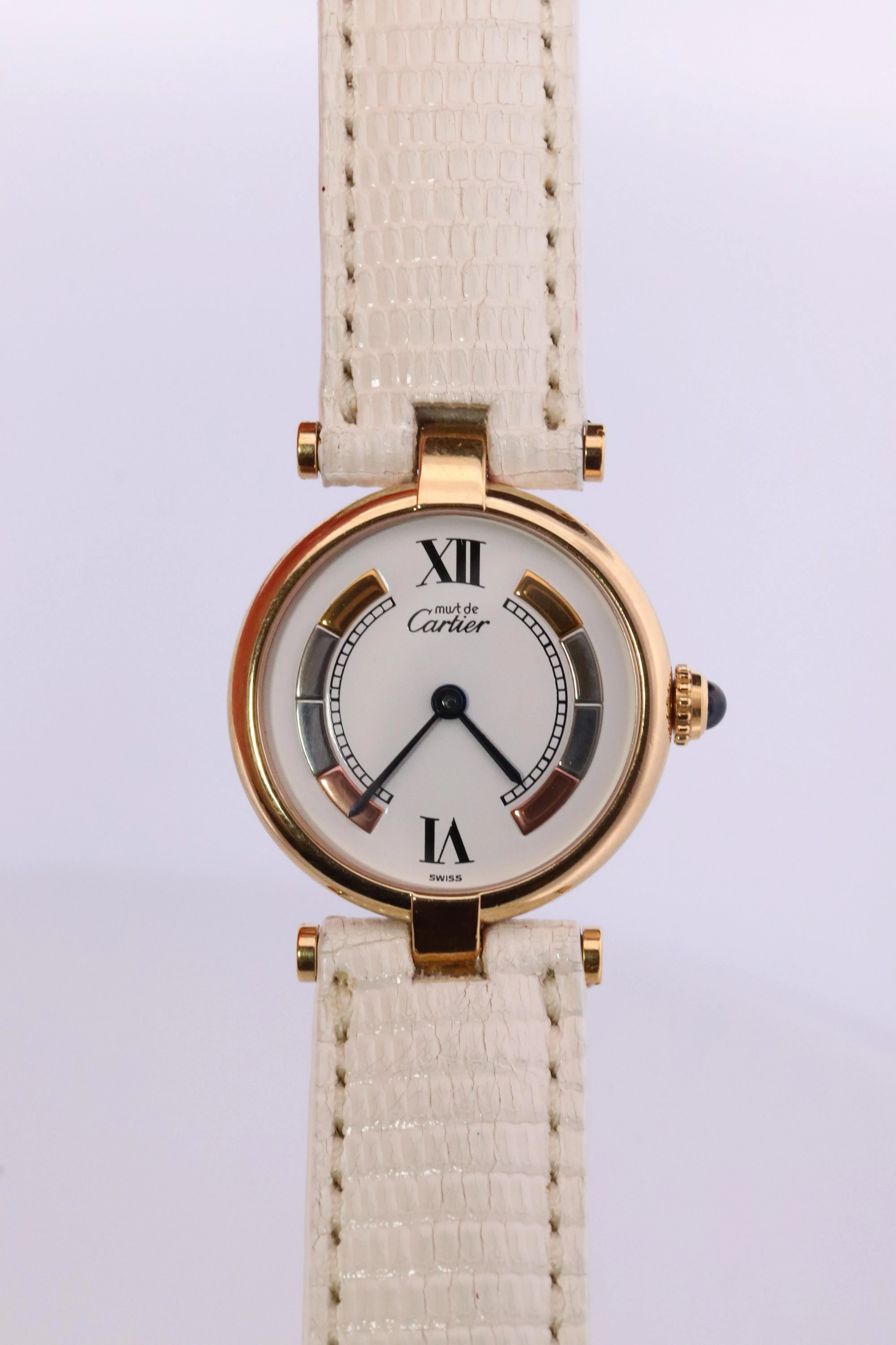 Genuine Cartier Watch. Must de Cartier Vendome Round Argent Vermeil Tricolor