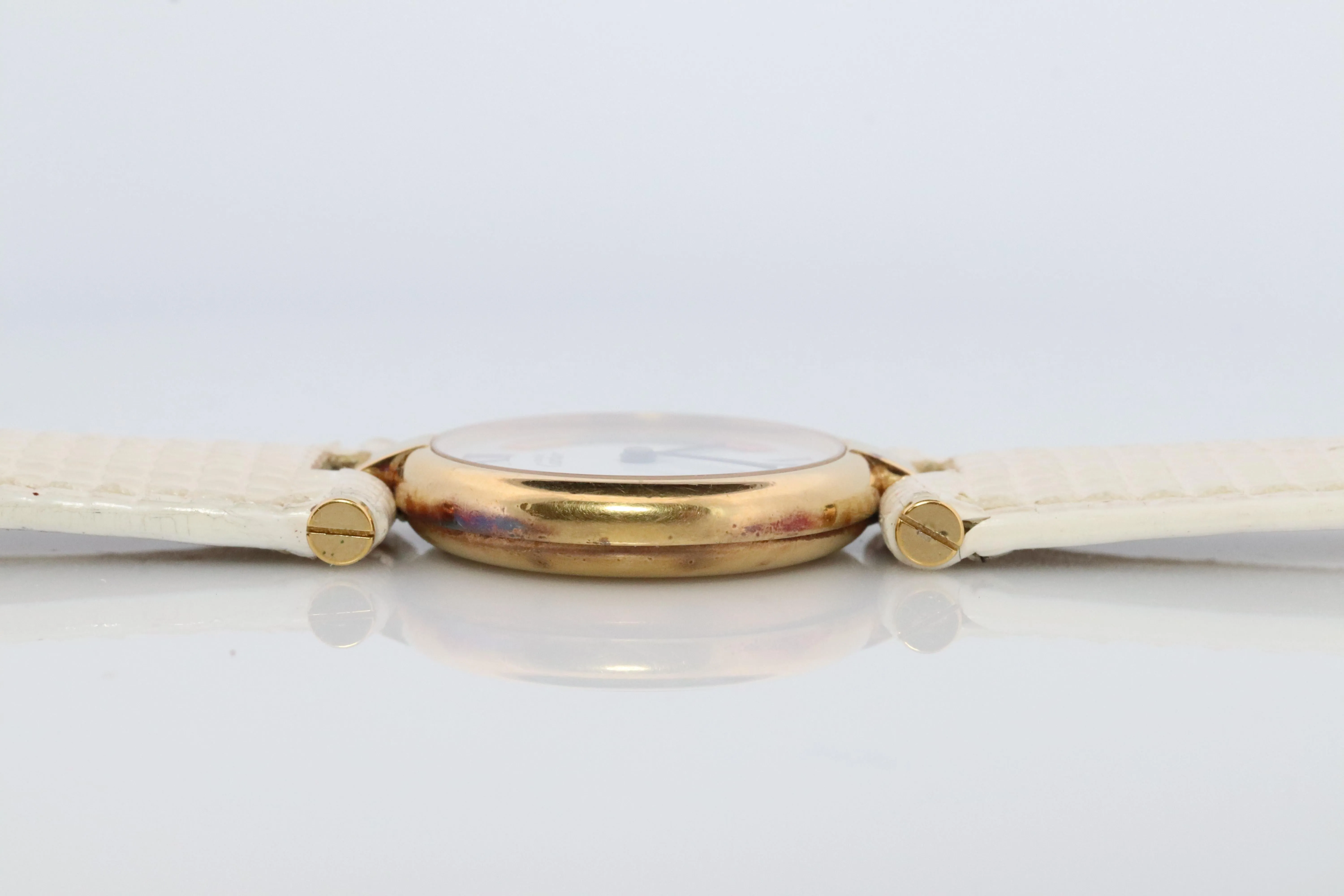 Genuine Cartier Watch. Must de Cartier Vendome Round Argent Vermeil Tricolor