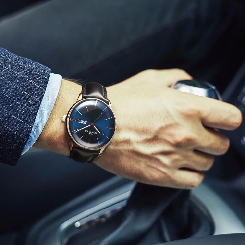 Heritor Luxury Dress Watch Genuine Leather Strap