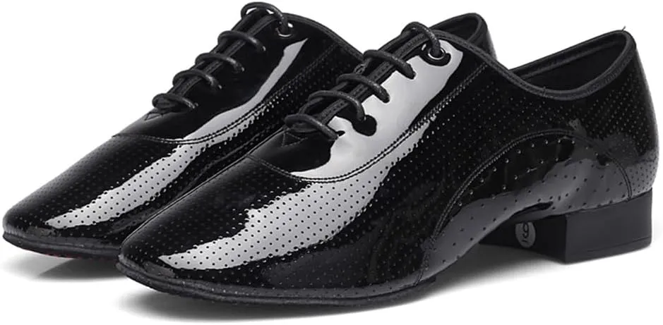 HIPPOSEUS Men's Lace up Ballroom Latin Performance Shoes Waltz Modern Dancing Practice Shoe,Model KCBD
