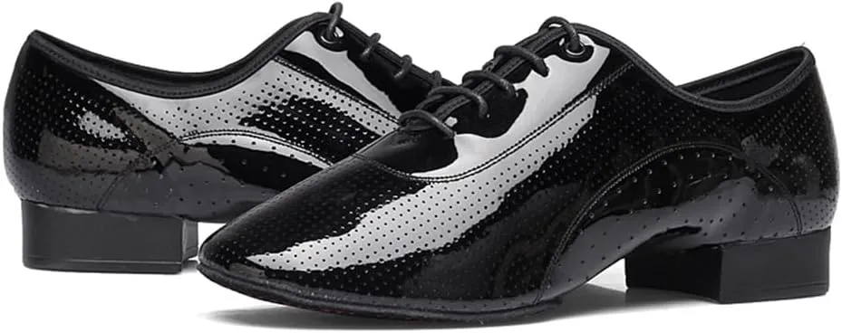 HIPPOSEUS Men's Lace up Ballroom Latin Performance Shoes Waltz Modern Dancing Practice Shoe,Model KCBD