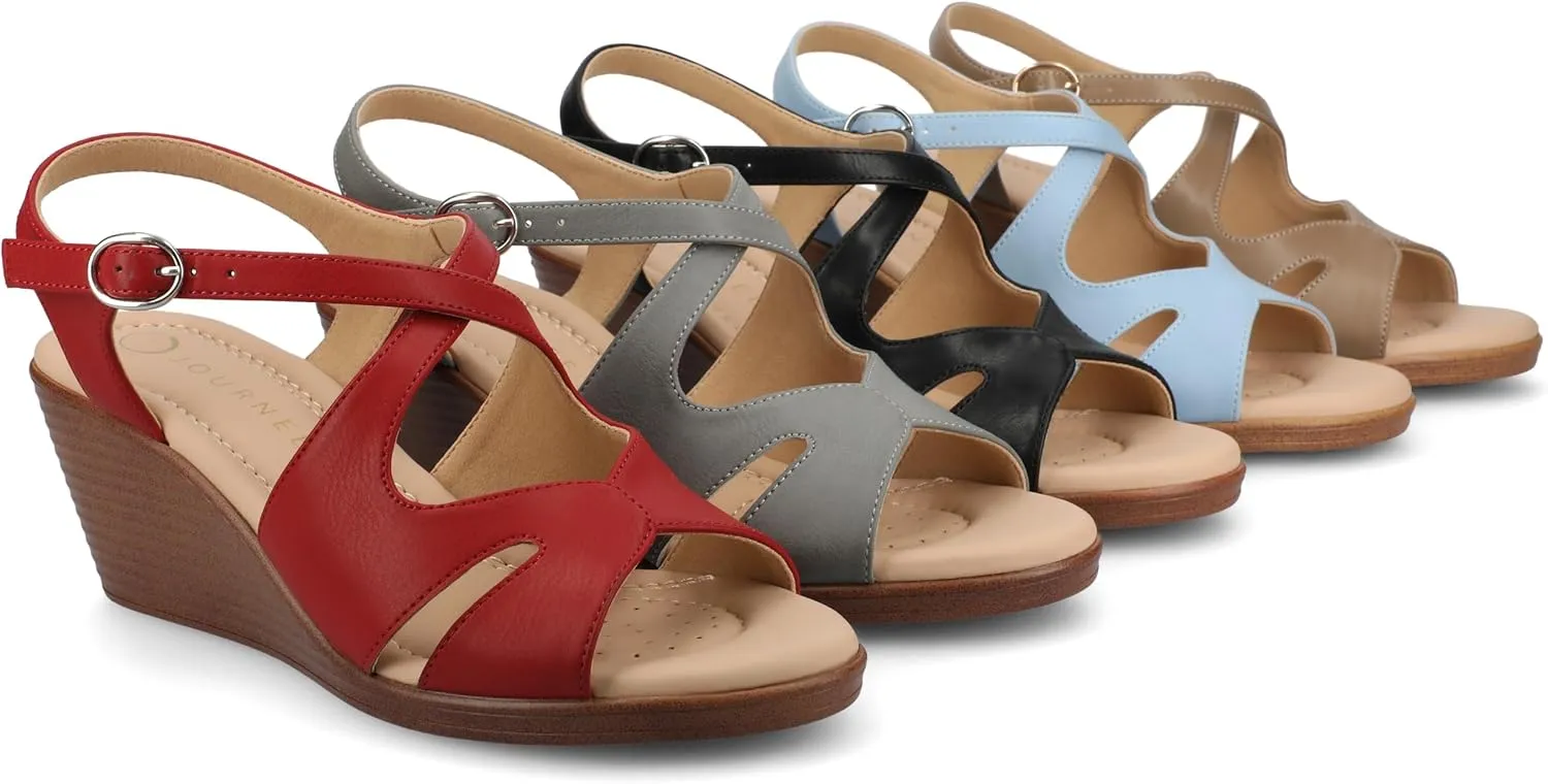 Journee Women's V.2 Stacked Wedge Heeled Sandal