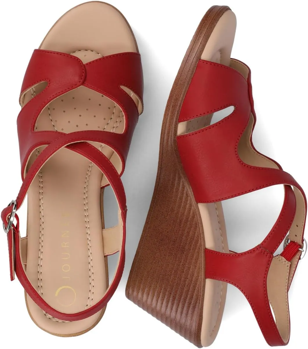 Journee Women's V.2 Stacked Wedge Heeled Sandal