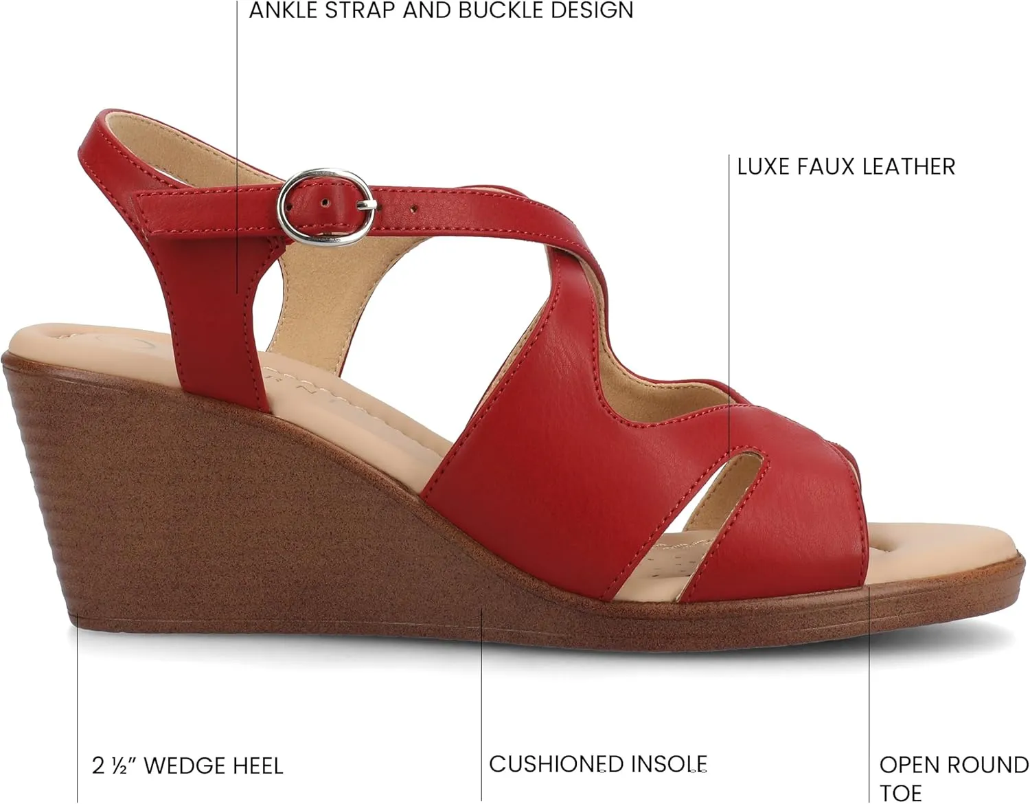 Journee Women's V.2 Stacked Wedge Heeled Sandal