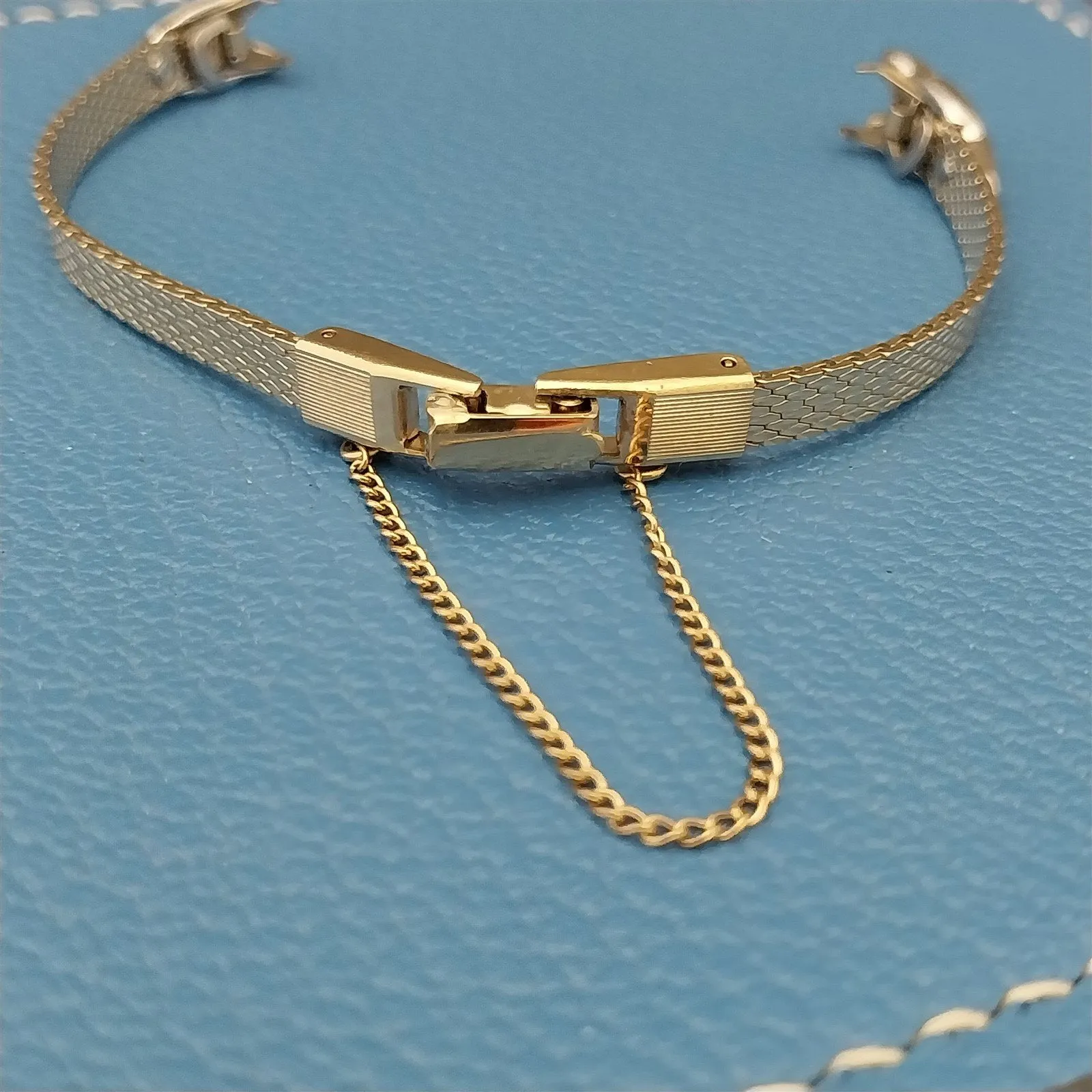 Ladies 10k Gold Filled Mesh & Diamond Single-Lug Speidel nos Vintage Watch Band