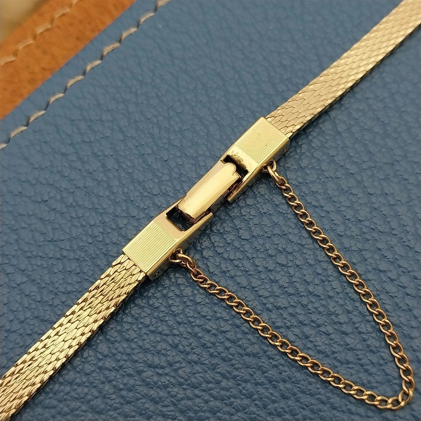Ladies 10k Gold Filled Mesh & Diamond Single-Lug Speidel nos Vintage Watch Band