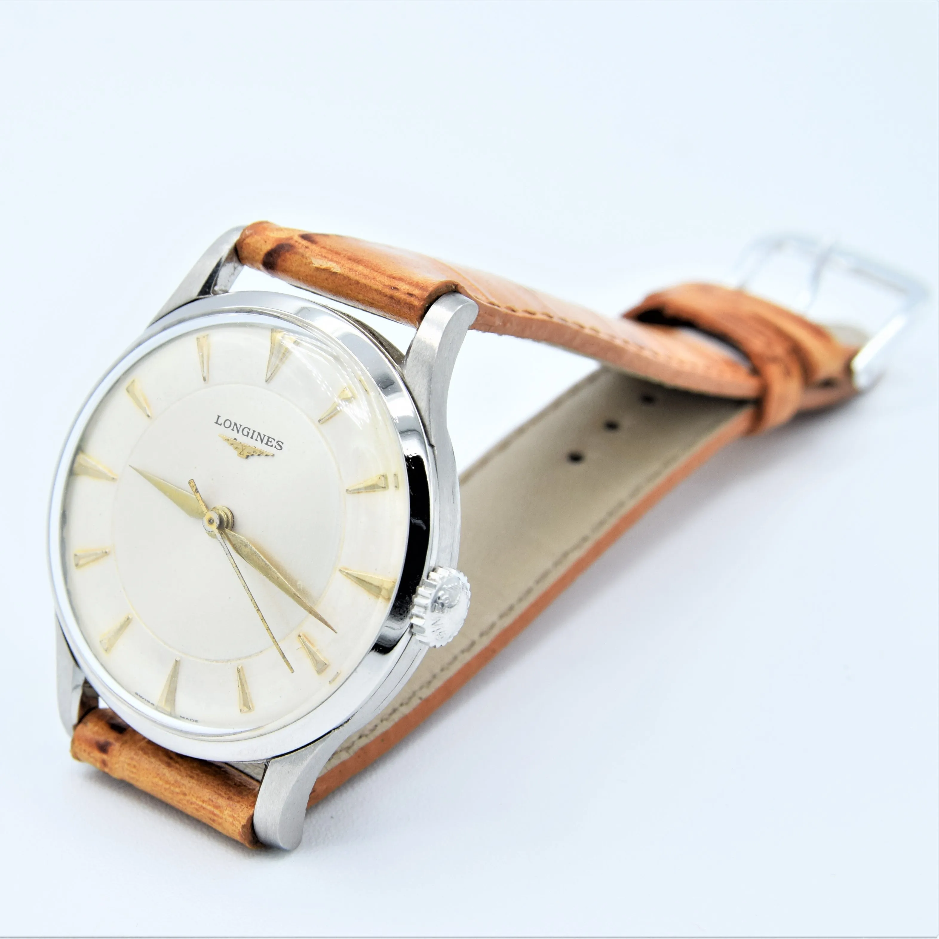 Longines Dress Watch Manual Wind Center Seconds Stainless Steel Circa 1958
