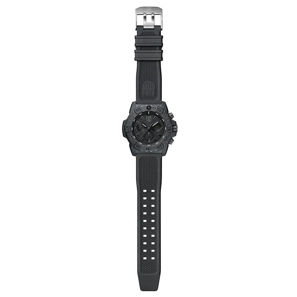 Luminox Men's Navy Seal Chronograph 3580 Series Black Rubber Band Black Dial Quartz Analog Watch - XS.3581.BO