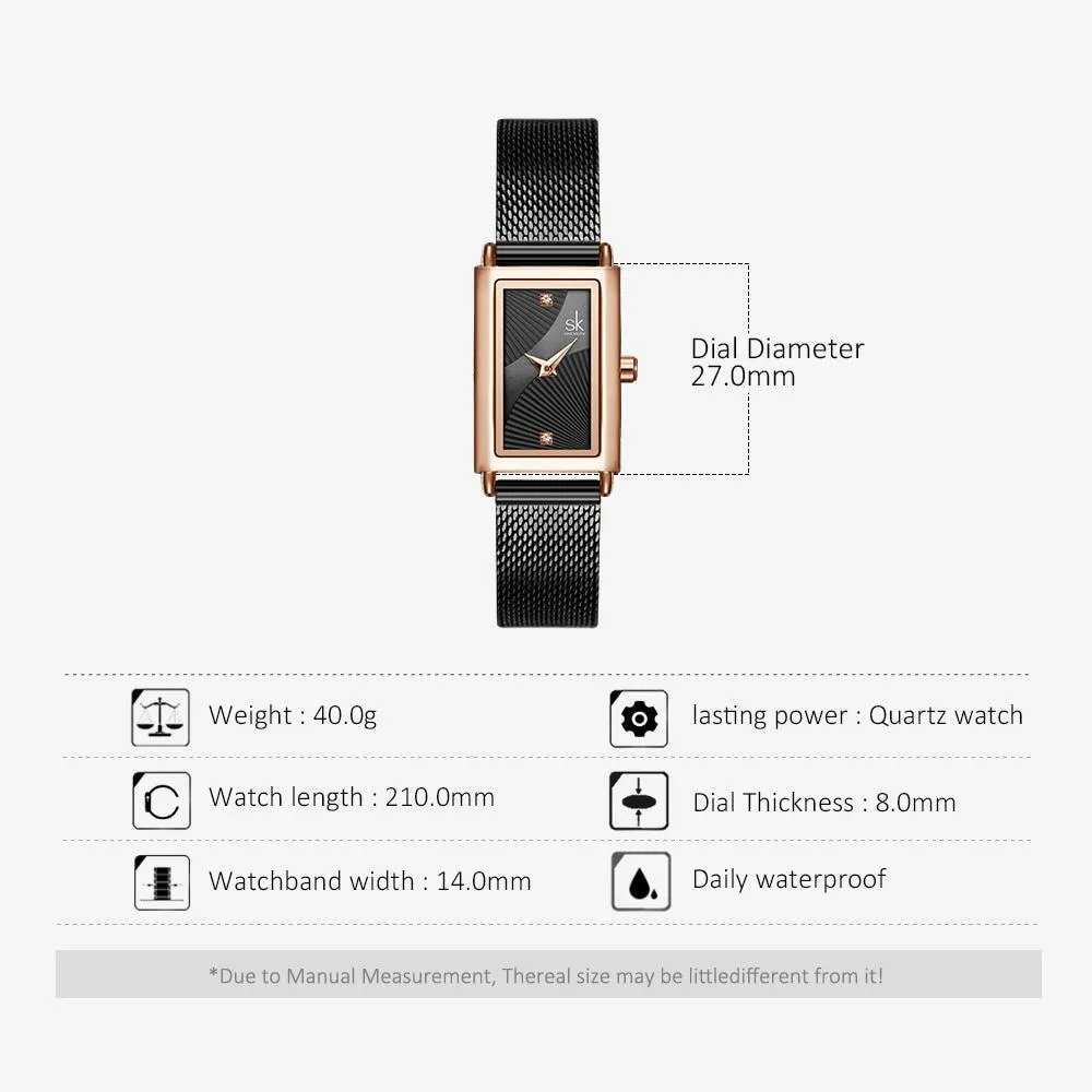 Luxury Brand Stainless Steel Rectangle Quartz Watch