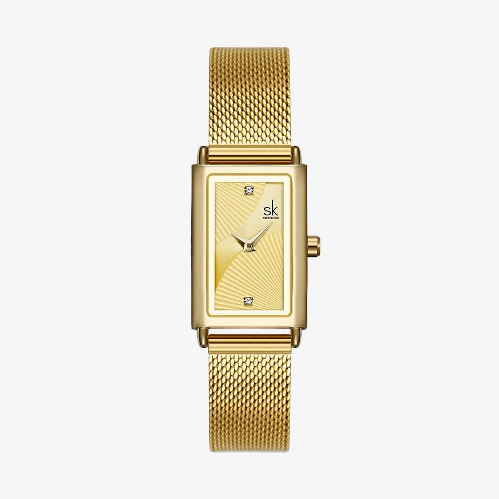 Luxury Brand Stainless Steel Rectangle Quartz Watch