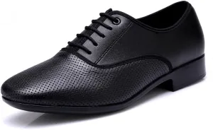 Men's Ballroom Latin Dance Shoes 1 Inch Leather Modern Dancing Practice Shoe for Male