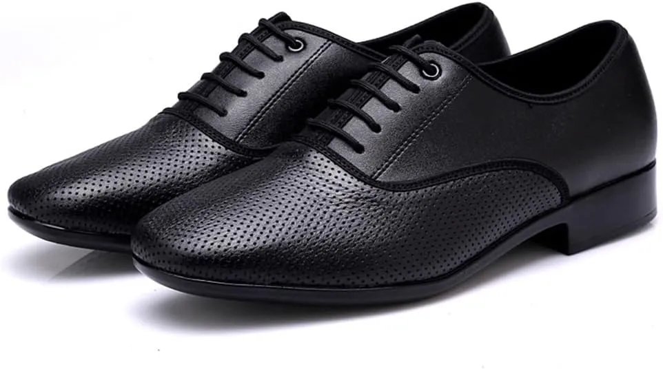 Men's Ballroom Latin Dance Shoes 1 Inch Leather Modern Dancing Practice Shoe for Male