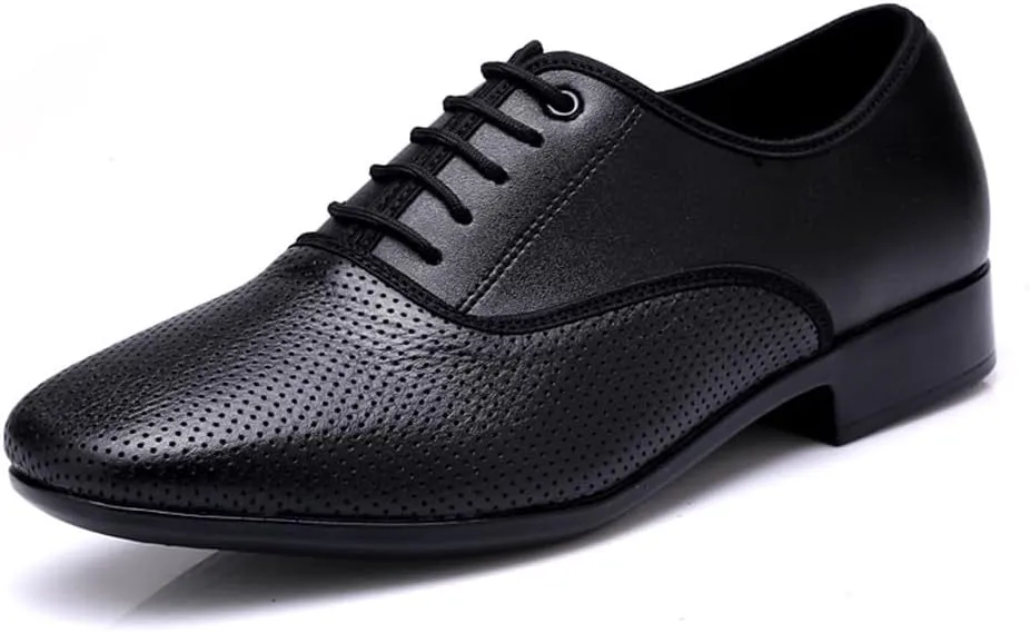 Men's Ballroom Latin Dance Shoes 1 Inch Leather Modern Dancing Practice Shoe for Male