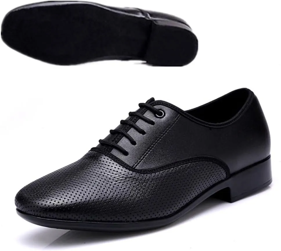 Men's Ballroom Latin Dance Shoes 1 Inch Leather Modern Dancing Practice Shoe for Male