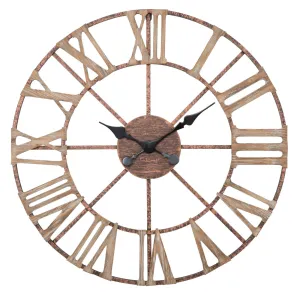Metal & Wooden Roman Numbers Wall Clock