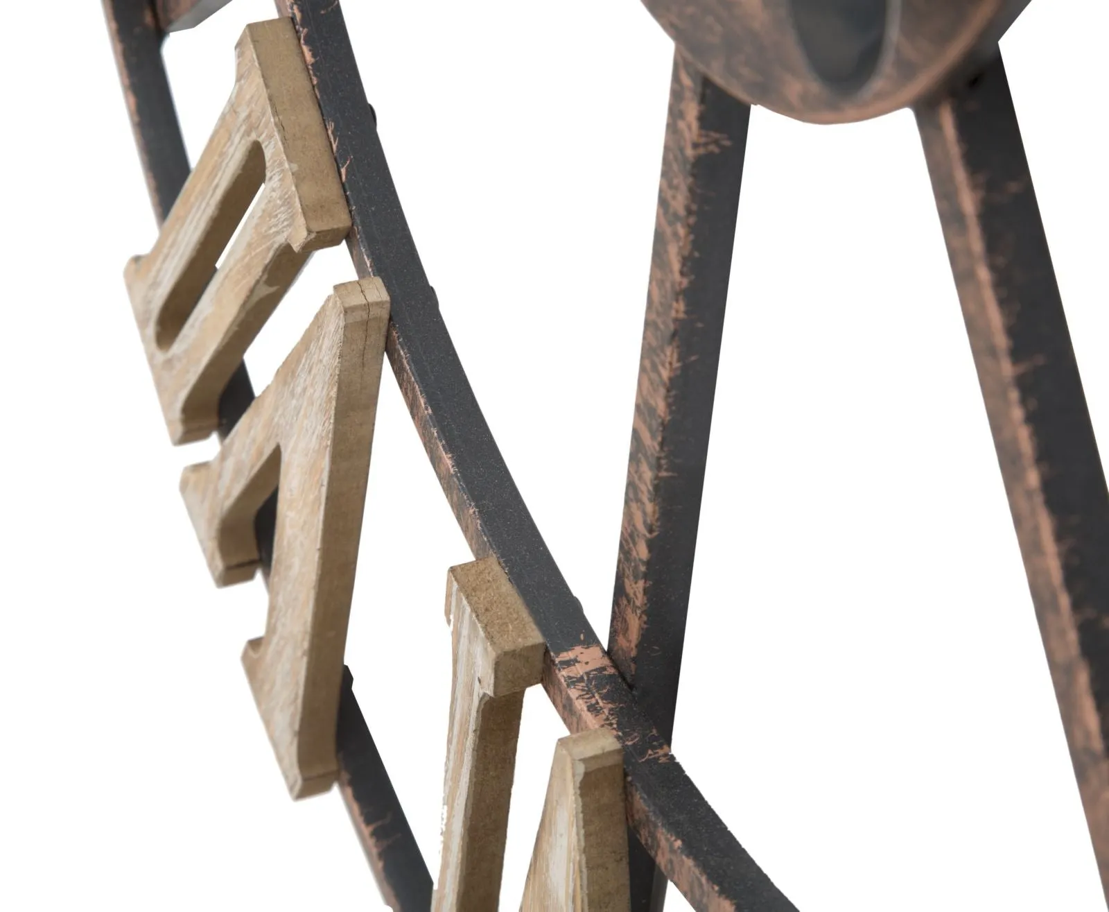 Metal & Wooden Roman Numbers Wall Clock