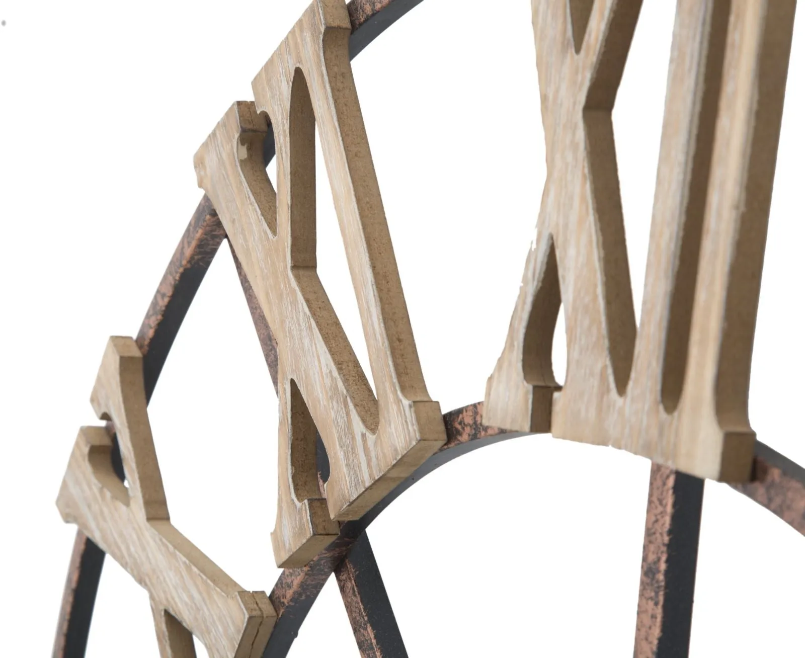 Metal & Wooden Roman Numbers Wall Clock