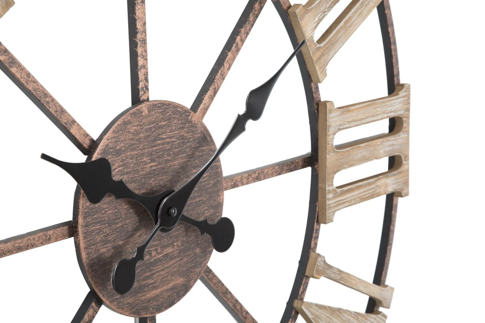 Metal & Wooden Roman Numbers Wall Clock