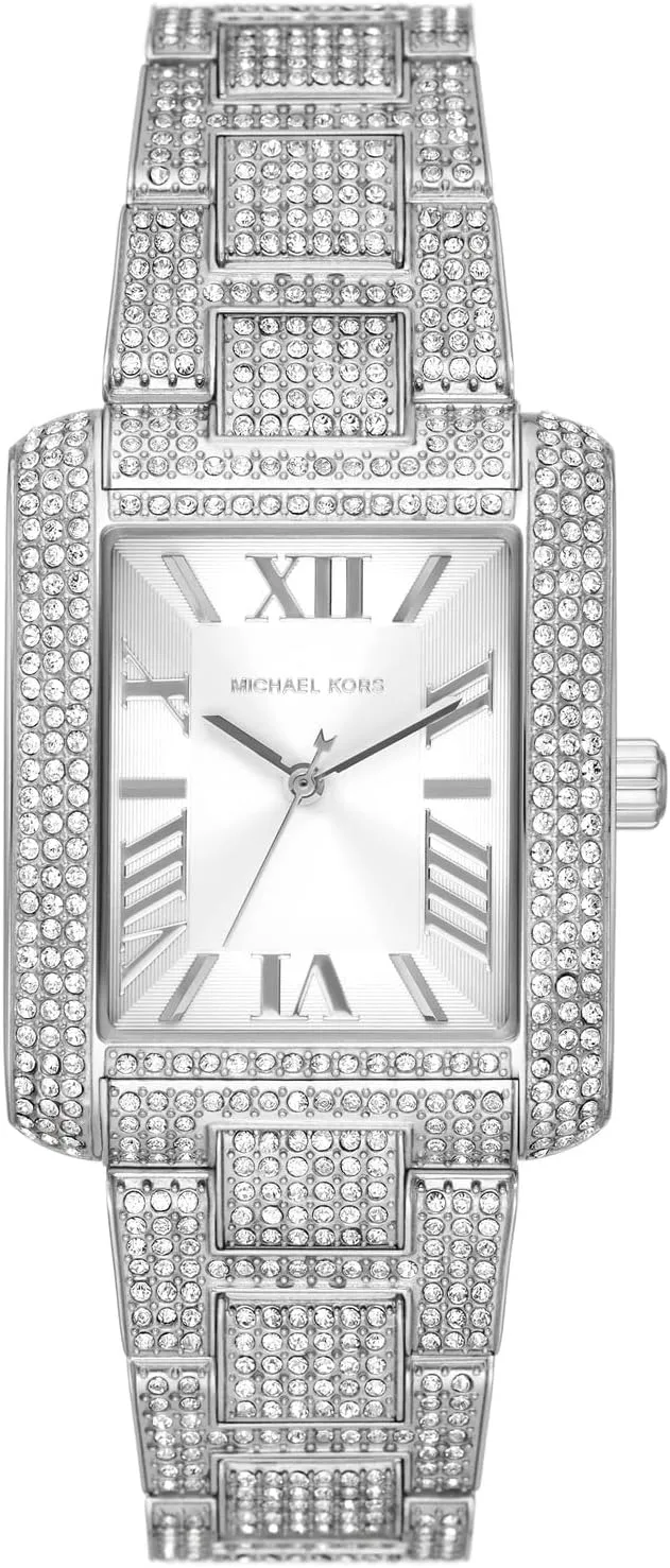 Michael Kors Oversized Emery Pavé Silver-Tone wristwatch, silver