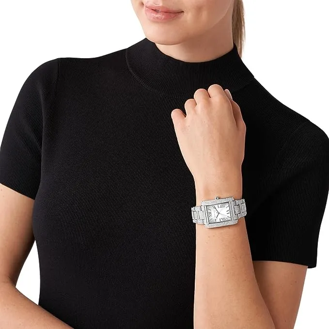 Michael Kors Oversized Emery Pavé Silver-Tone wristwatch, silver