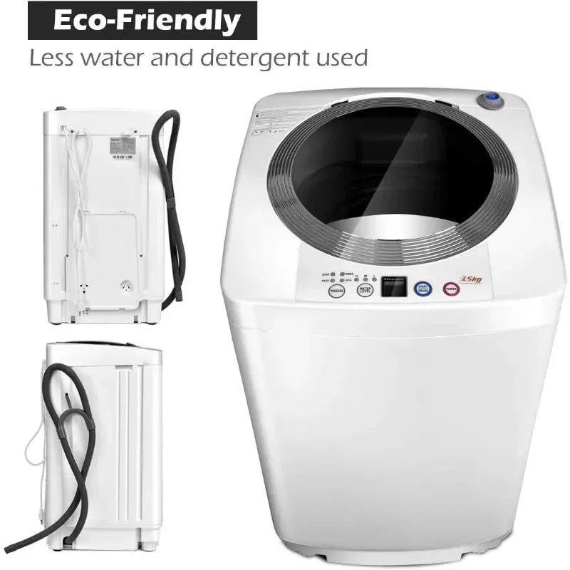 Portable Full Automatic Washing Machine with Built-in Pump Drain - 8 lbs Capacity