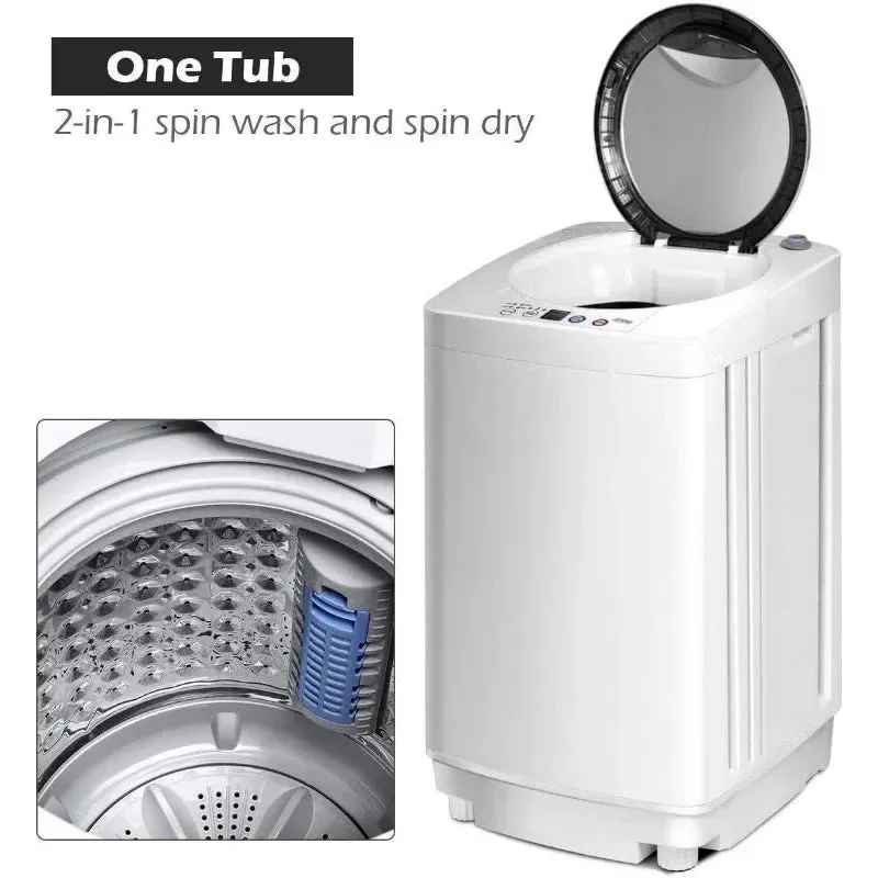 Portable Full Automatic Washing Machine with Built-in Pump Drain - 8 lbs Capacity