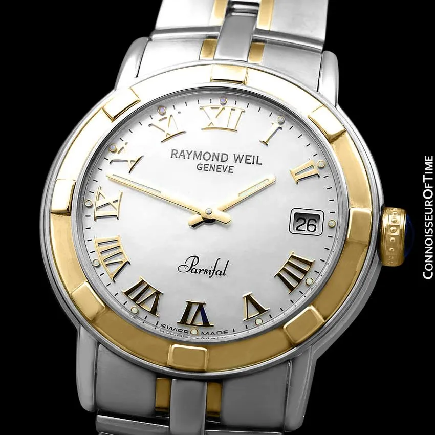 Raymond Weil Parsifal Mens Two-Tone with Mother Of Pearl Dial Watch - Stainless Steel & Solid 18K Gold - Collector New
