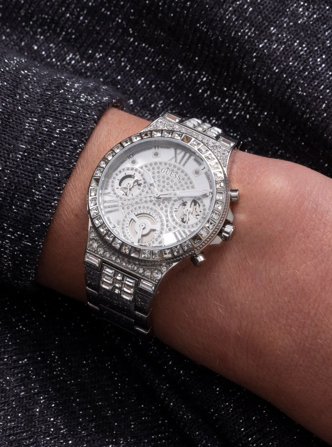 Silver Crystal Moonlight Watch