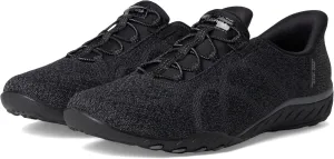 Skechers Modern Comfort Women's Women's Breathe Easy-Knitty Waves Hands Free Slip-Ins Sneaker, Black, 5.5