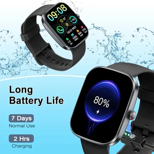 Smart Watch, 1.91" HD 2025 Smartwatch for Men Women with Answer/Make Calls, Heart Rate/Sleep/SpO2 Monitor, 110  Sports Step Counter, IP68 Waterproof Activity Fitness Trackers for Android iOS Phone