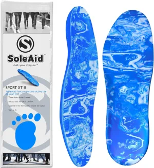 SoleAid Sport XTII, 3-Layer Athletic Insoles - Light Weight, Soft, High Rebound, Shock Absorbing, Anti-Friction, Accommodative Foot Support (Men - / Women 5-6)