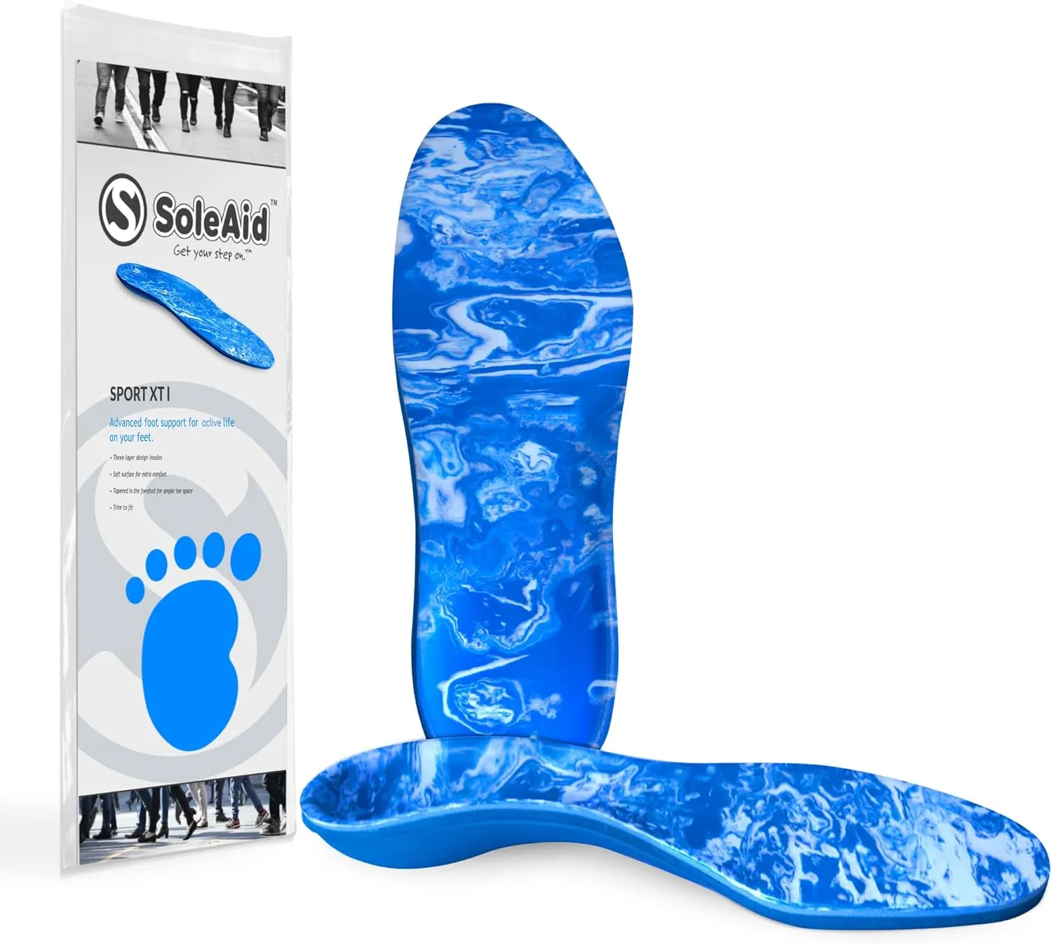 SoleAid Sport XTII, 3-Layer Athletic Insoles - Light Weight, Soft, High Rebound, Shock Absorbing, Anti-Friction, Accommodative Foot Support (Men - / Women 5-6)