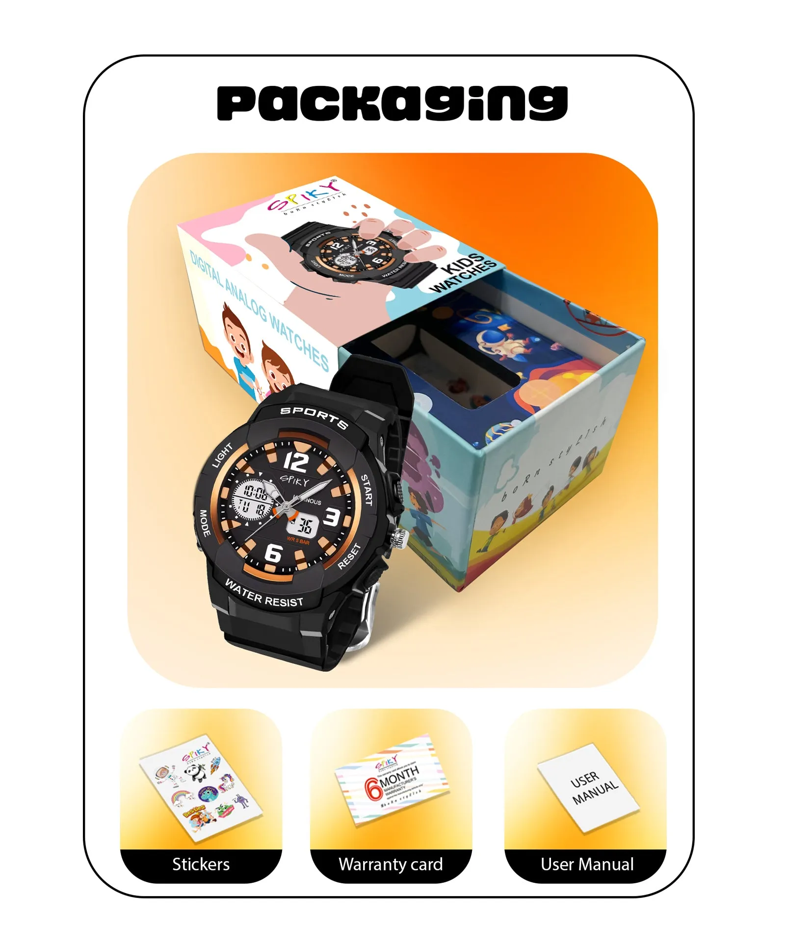 Spiky Analog & Digital Sporty Watch - Blue