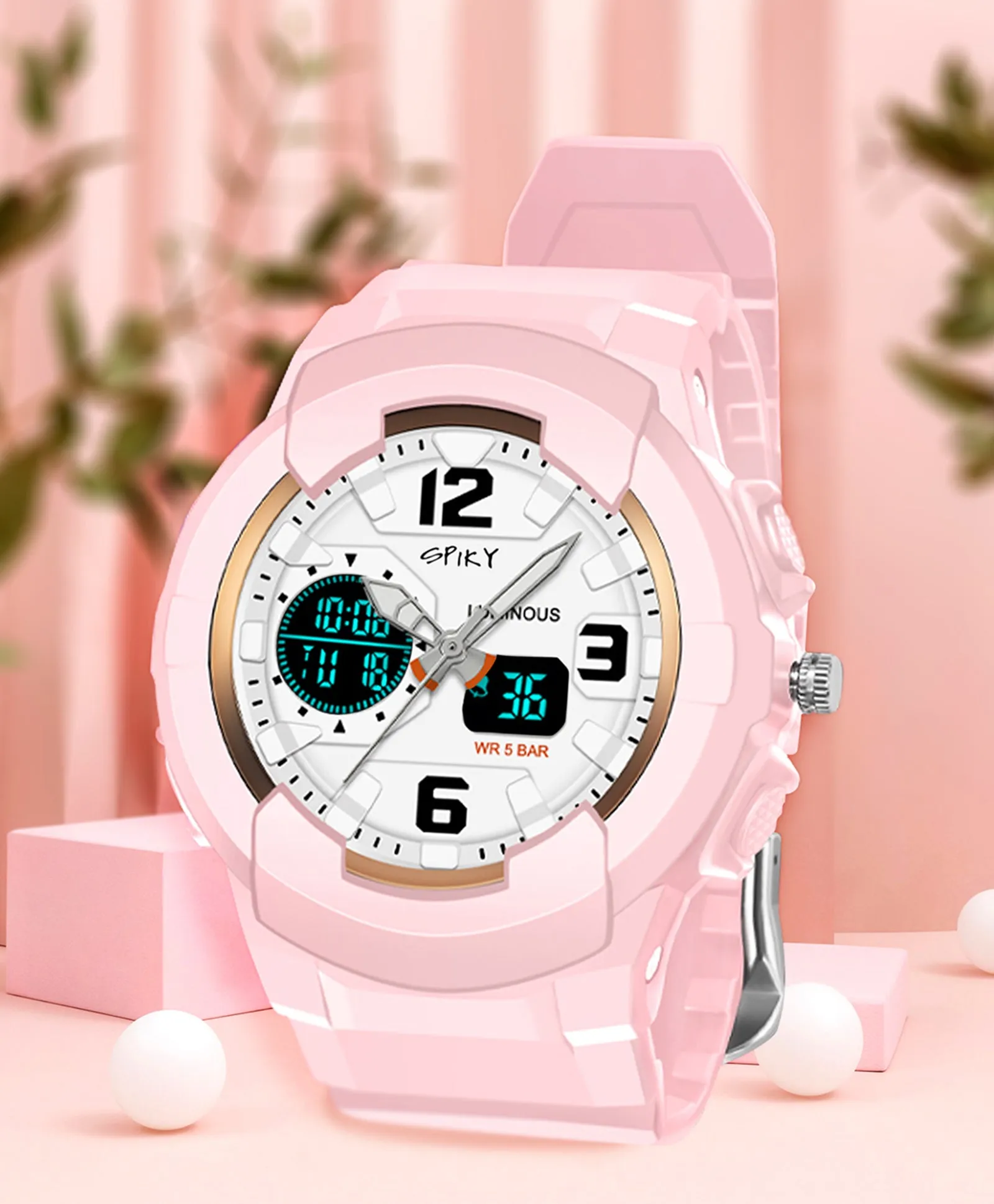 Spiky Analog & Digital Sporty Watch - Blue