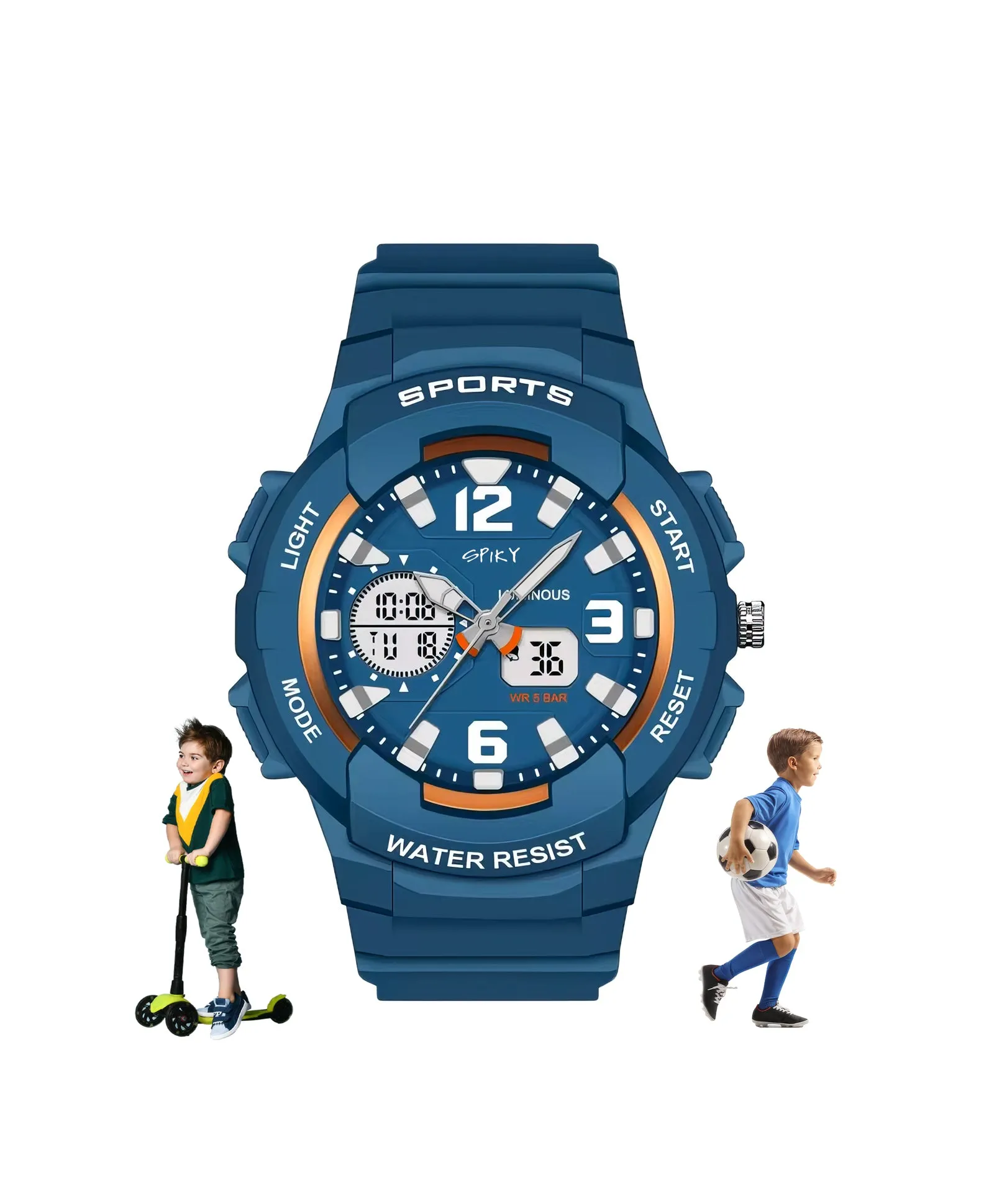 Spiky Analog & Digital Sporty Watch - Blue