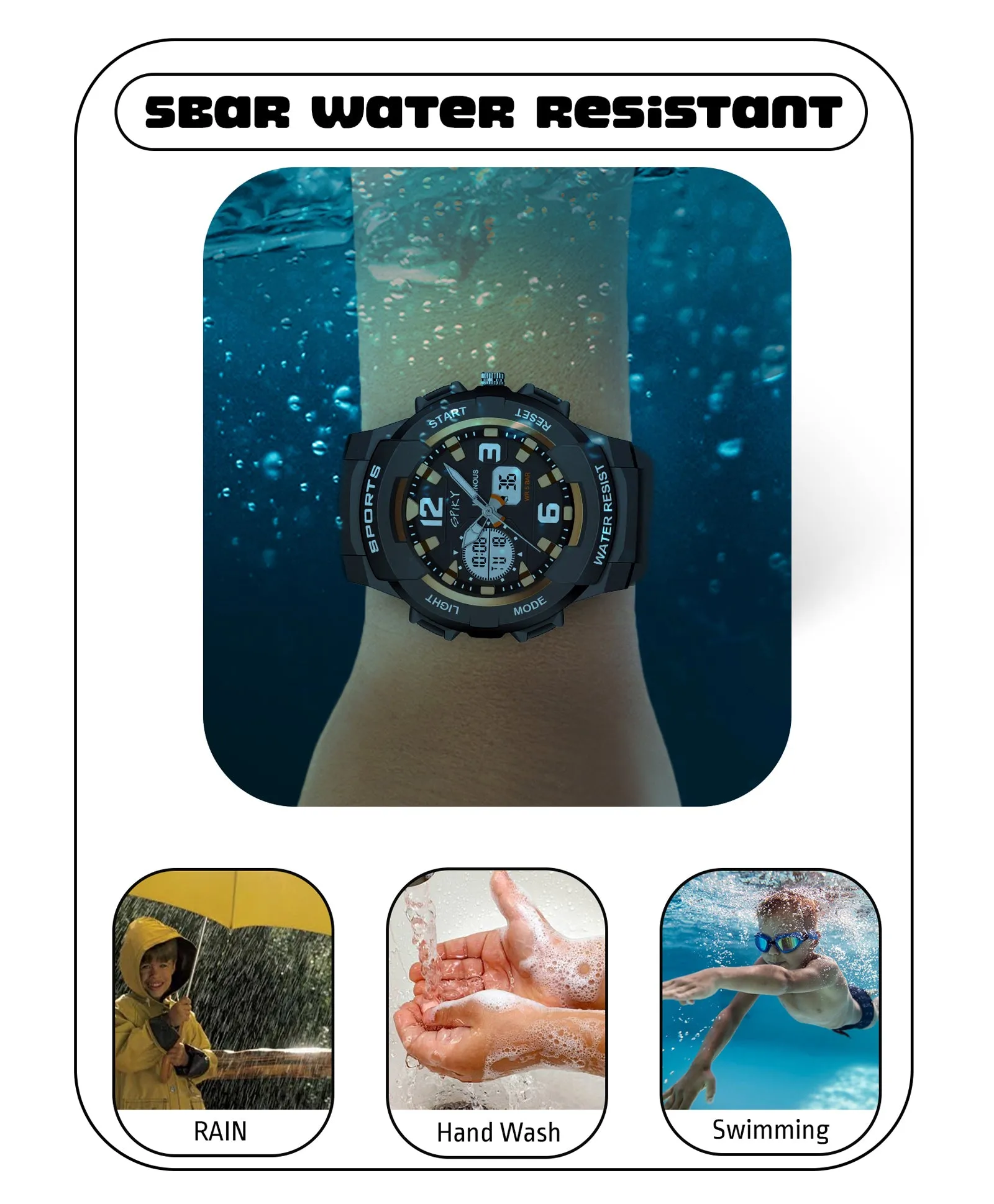 Spiky Analog & Digital Sporty Watch - Blue