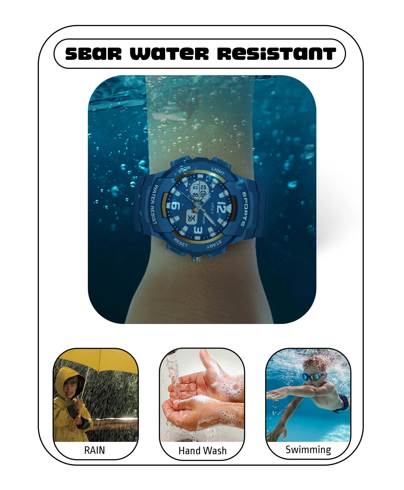 Spiky Analog & Digital Sporty Watch - Blue