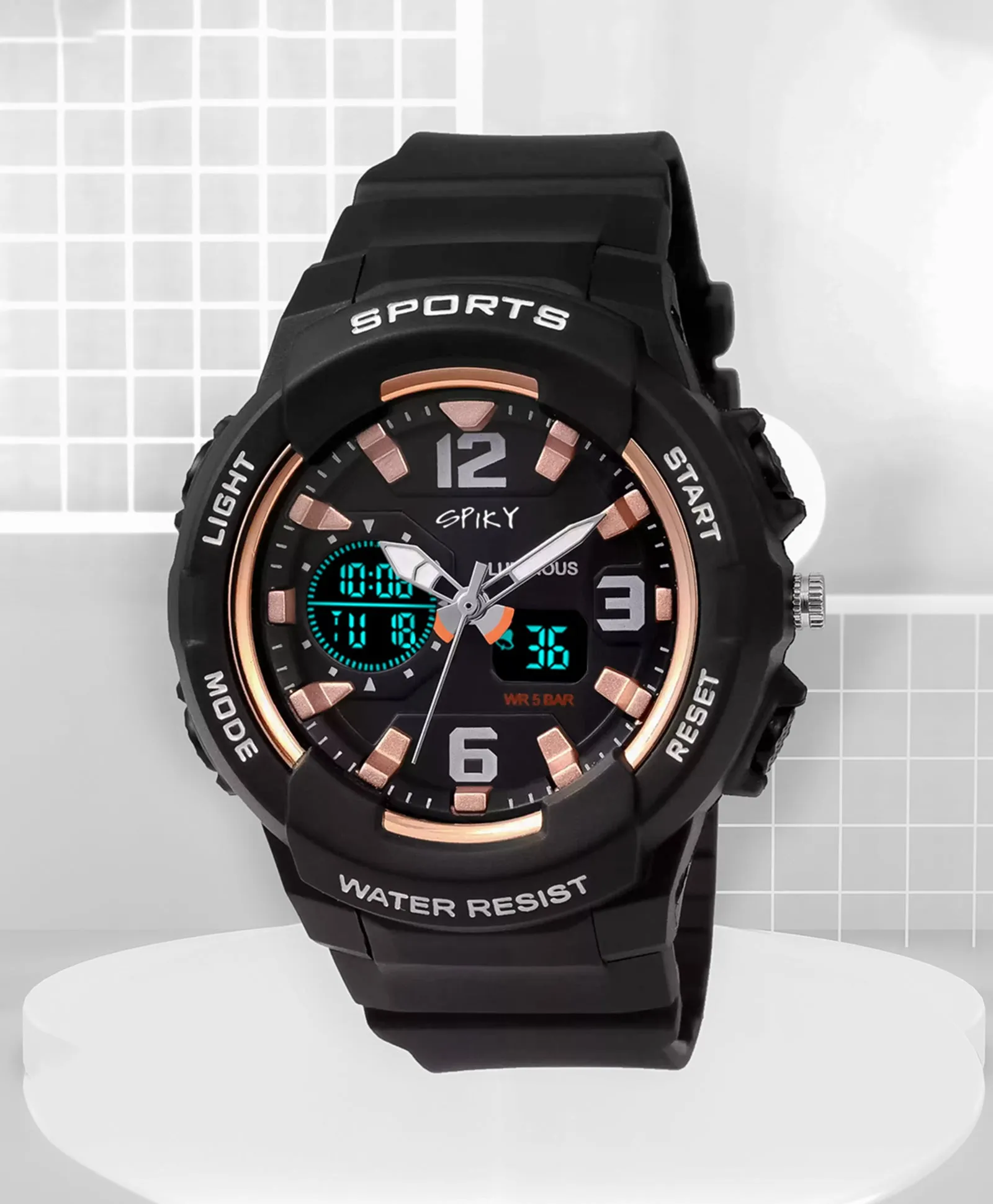 Spiky Analog & Digital Sporty Watch - Blue