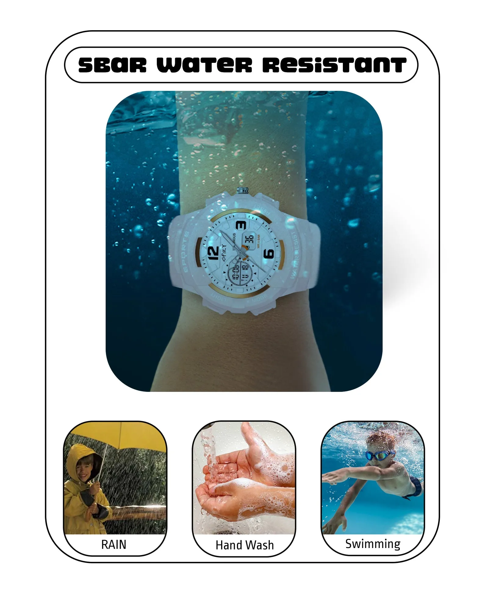 Spiky Analog & Digital Sporty Watch - Blue
