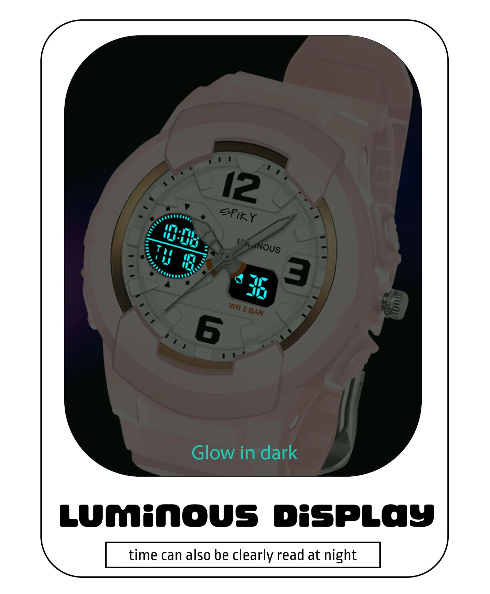 Spiky Analog & Digital Sporty Watch - Blue