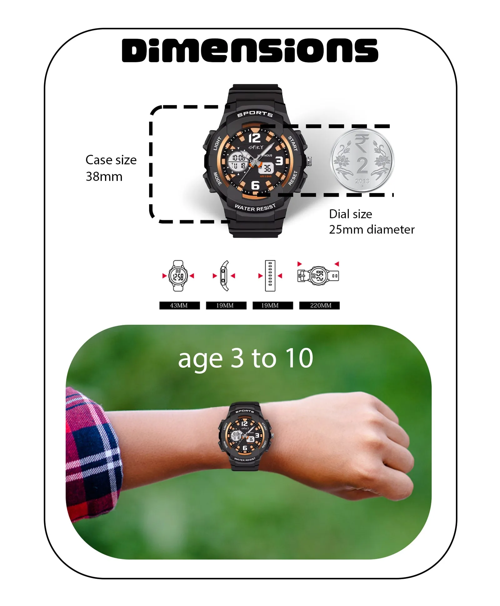 Spiky Analog & Digital Sporty Watch - Blue